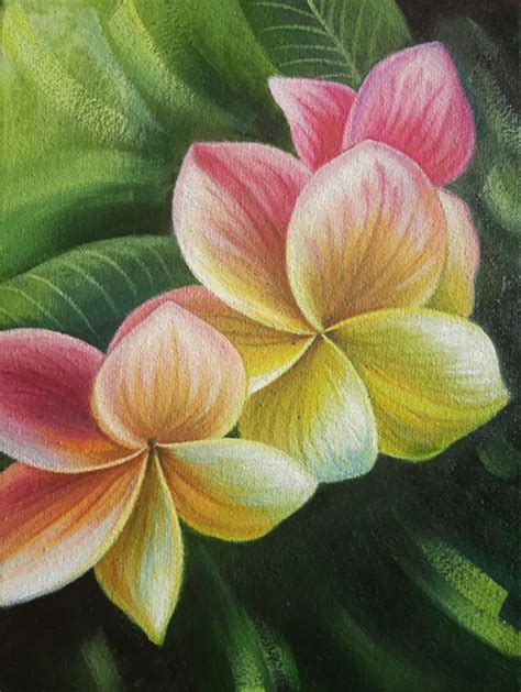 Hawaiian Flowers 15x20 Cm Oil On Canvas Original Floral Painting