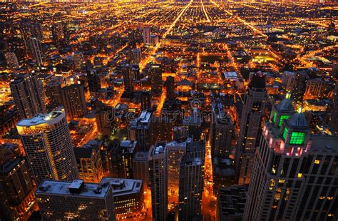 Aerial View Of Big City At Night Stock Image Image Of