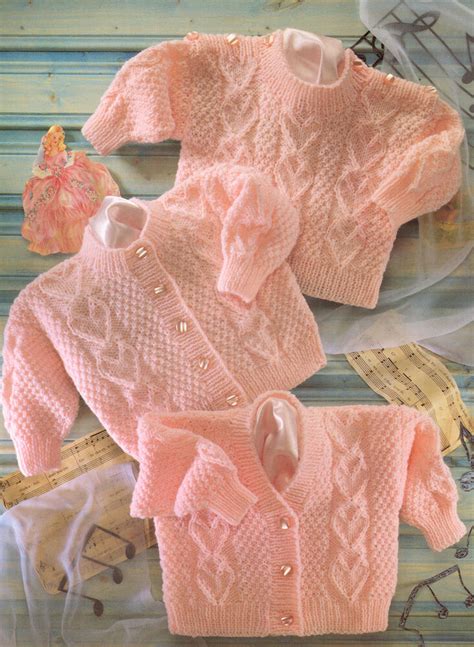 Heart Panel Textured Baby Cardigans And Sweater Dk 16 22