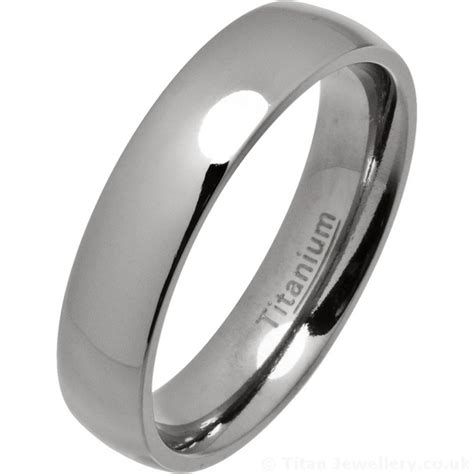5mm Polished Titanium Court Wedding Ring