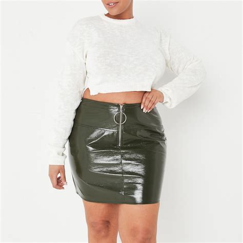 Missguided Faux Leather Zip Front Mini Skirt Mini Skirts Missguided