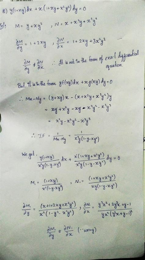 [solved] Solve Y 1 Xy Dx X 1 Xy X 2y 2 Dy 0 9to5science