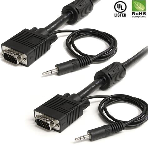 Vga Cable With Audio 35mm Aux Jack Stereo Sound Cable For Lcd Led