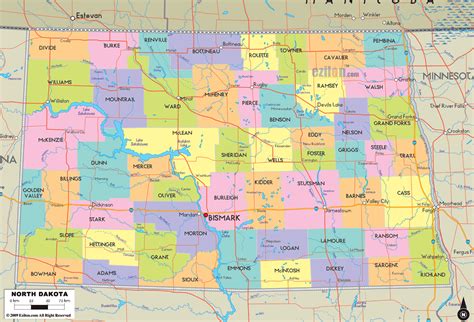 North Dakota County Map 