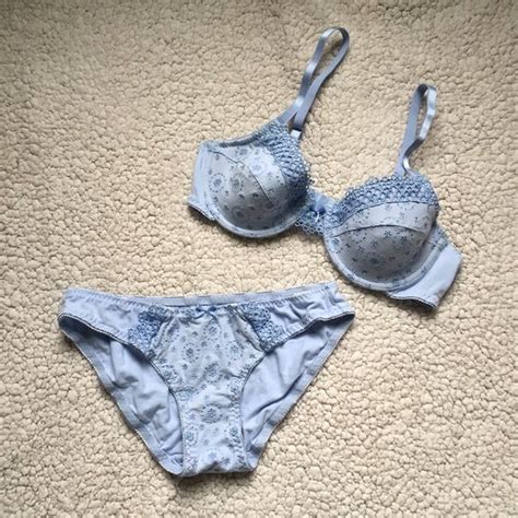 nwot blue bra and panty set blue bra bra and panty sets bra underwear
