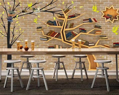 Beibehang Custom Wallpaper 3d Stereo Tree Bookcase Modern Abstract Art