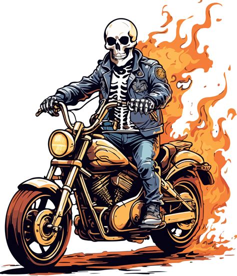 Flame Skeleton Biker Motorcycle Illustration Ai Generative 28142609 Png