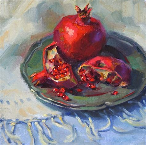 Square Format Pomegranate Art Fruit Painting Painting