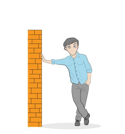 20 Cartoon Of The Leaning Against The Wall Stock Illustrations
