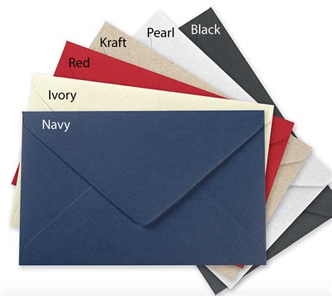 5x7 Colored Envelopes Matching Solid Color Envelopes Etsy