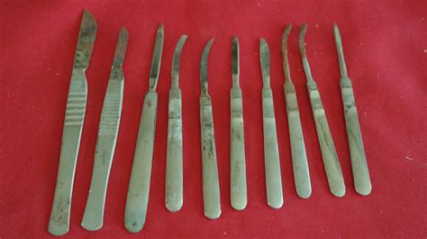 10 Antique Surgical Knives Instruments From Museum Collection