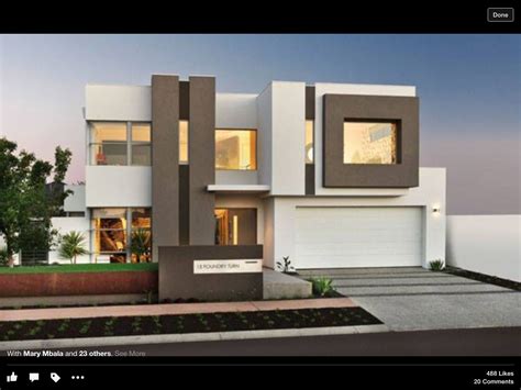 Rendered White And Brown 2 Storey House Facade House House