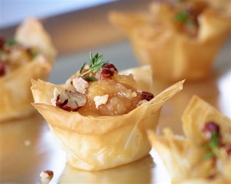 Make them all the time and can have a treat without feeling guilty. Phyllo Cups with Brie and Pear Chutney. I'd wrap ...