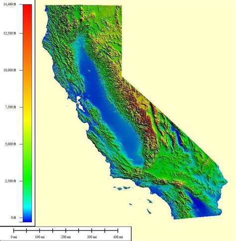 Topographic Map Of California In Which Both The Highest And United