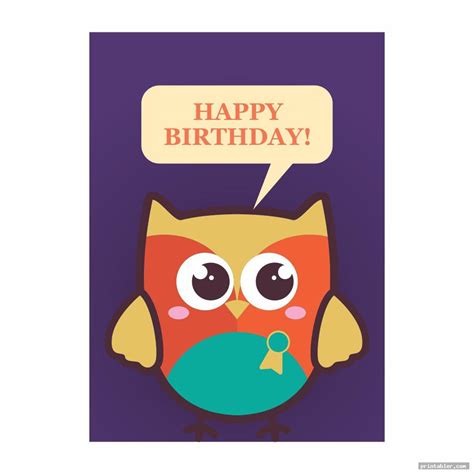 Owl baby shower invitation card set. Owl Birthday Cards Printable - Cute and Colorful - Printabler.com