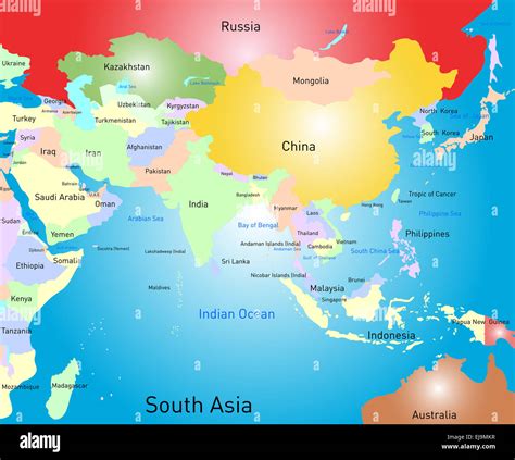 South Asia Map Stock Photo Alamy