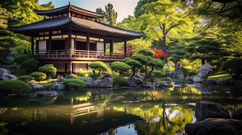 Peaceful Spectacle Japanese Tea House Nestled In Zen Garden