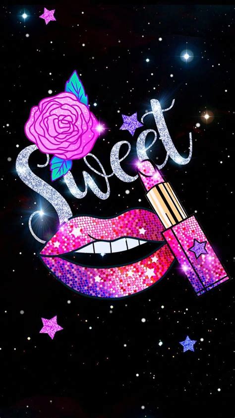 Glitter Sweet Kiss Theme Lip Wallpaper Pink Wallpaper Iphone Bling