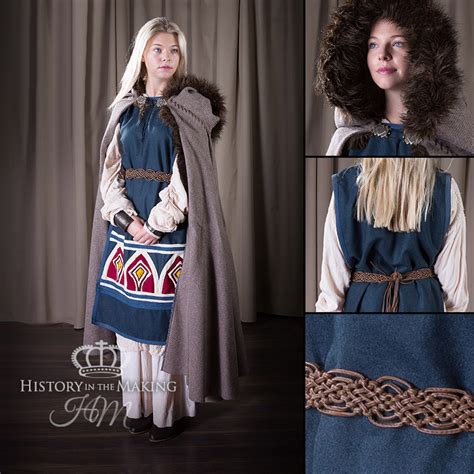 Viking Womens Costume Winter Clothing Fur Trimmed Cloak History In