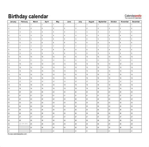 Birthday Calendar Calendar Template Free And Premium Templates