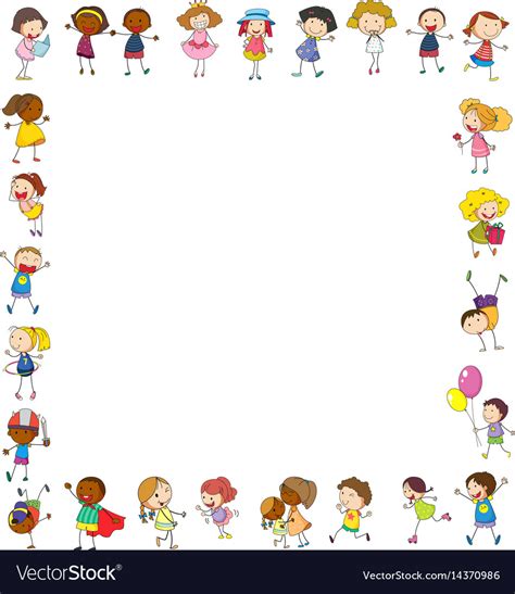 Frame Template With Happy Children Royalty Free Vector Image