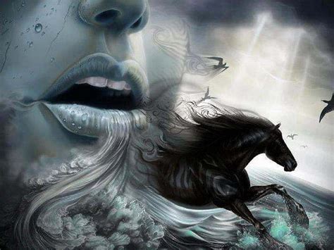Whisper Your Name Fantasy Ocean Birds Horse Abstract Woman
