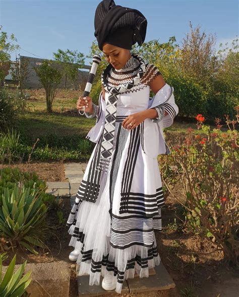 Clipkulture Xhosa Bride In Beautiful Umbhaco Dress With Black Doek