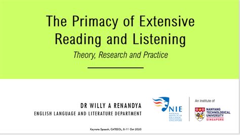 The Primacy Of Extensive Reading And Listening Willys Elt Corner