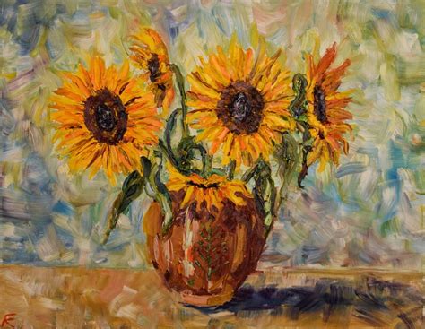Sunflowers Oil Painting On Canvas Flowers Original Artwork Etsy