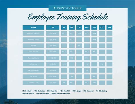 Corporate Training Calendar Template