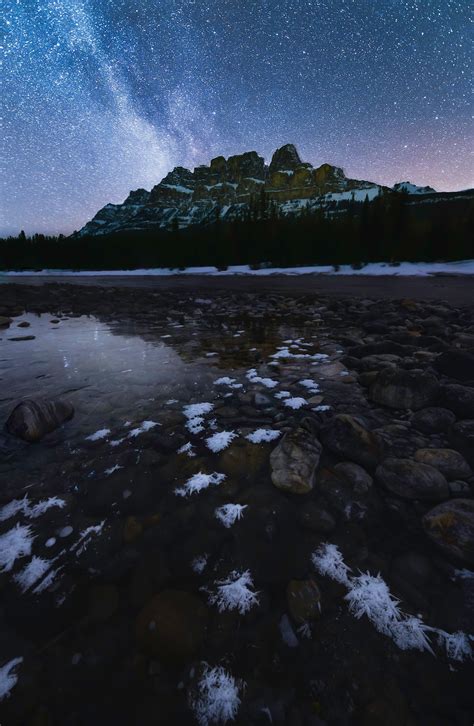 Starry Night Above Castle Mountain In Banff Alberta Canada Etsy