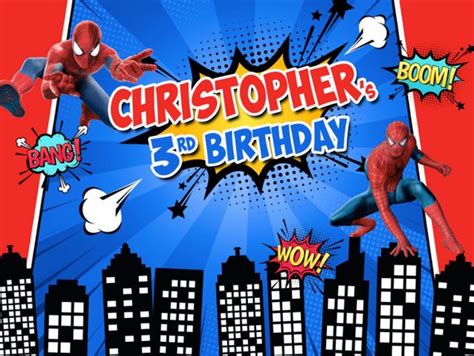 Spiderman Birthday Backdrop Superheroes Banner Cityspace Etsy