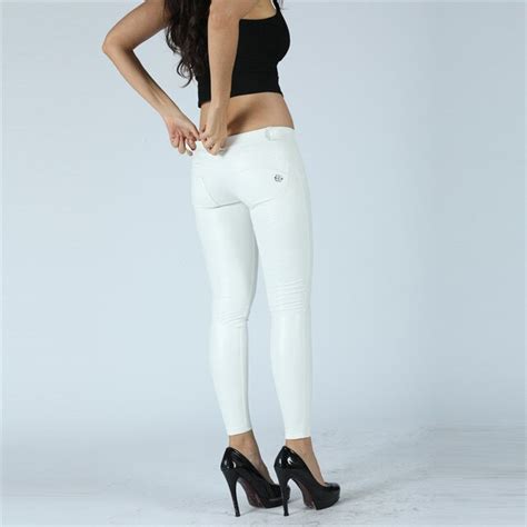 Four Ways Stretchable Melody Pants Thermal Leggings Women Leatherette White Leather Pants