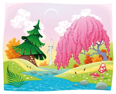 Paysage Dimagination Illustration De Vecteur Illustration Du Pelouse