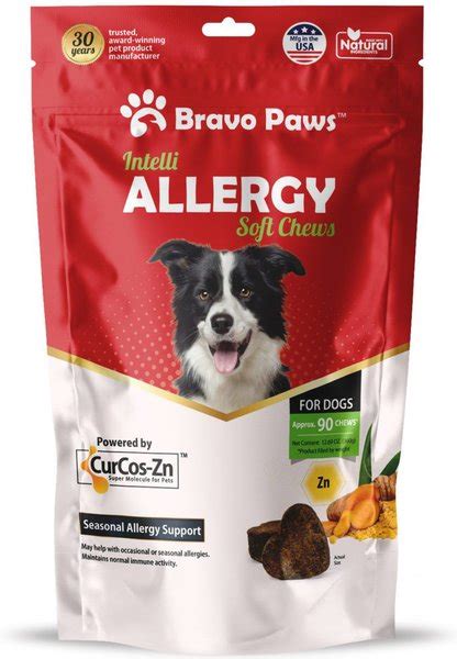 Bravo Paws Intelli Allergy Dog Soft Chews Treats 1269 Oz Pouch 90