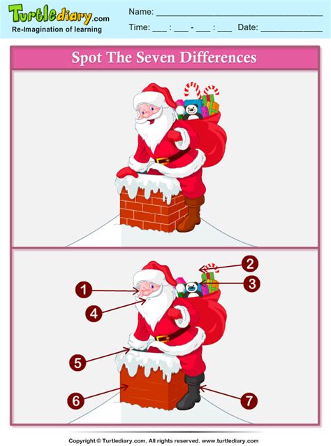 Spot The Difference Santa Worksheet Turtle Diary