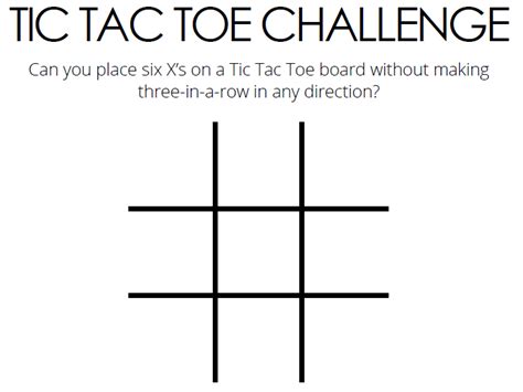 Tic Tac Toe Challenge Free Printable Puzzle
