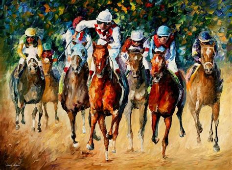 Horse Race — Palette Knife Oil Painting On Canvas By Leonid Afremov