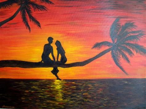 Sunset Kiss Sunset Canvas Painting Ocean Painting Couples Canvas