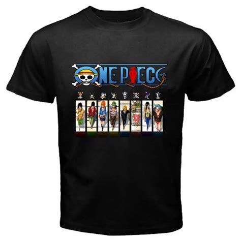 New One Piece Luffy And Frieds Anime Manga Mens Black T Shirt Size S