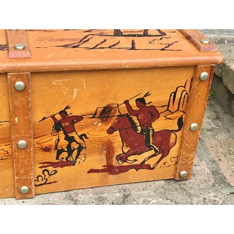 1950s Vintage Cowboys And Indians Wooden Toy Chest Chairish