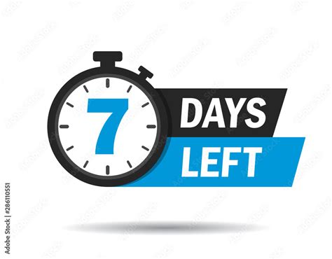 7 Days Left Count Timer Icon Vector Emblem Of 7 Days Left In Flat