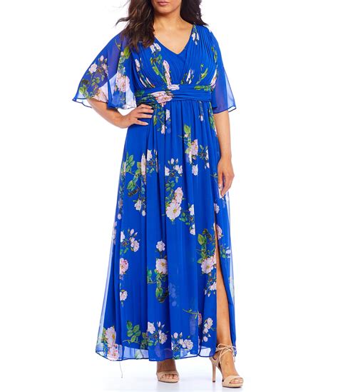 Adrianna Papell Womens Floral Chiffon Dress With Flutter Sleeves In