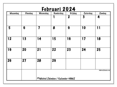 Kalender Februari 2024 48mz Michel Zbinden Nl
