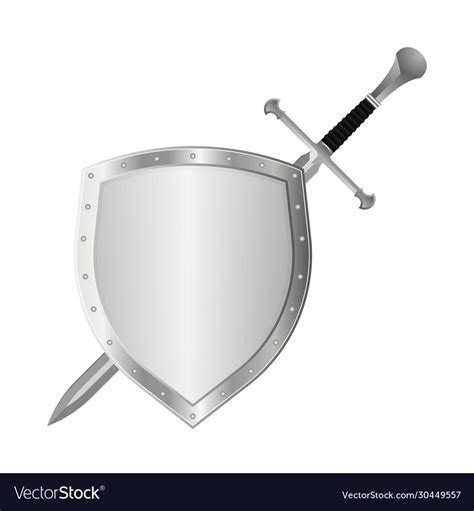 Medieval Sword And Shield Isolated Royalty Free Vector Image