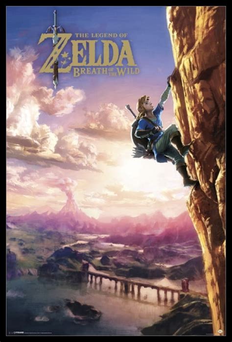 Zelda Botw Climbing Laminated And Framed Poster 24 X 36