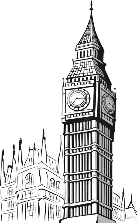 Sketch Of Big Ben London Tourism Clock Drawing Vector Tourism Clock