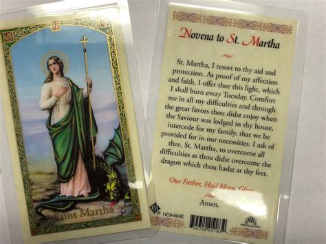 Buy Holy Prayer Cards for The Novena to Saint Martha Set of 2 in