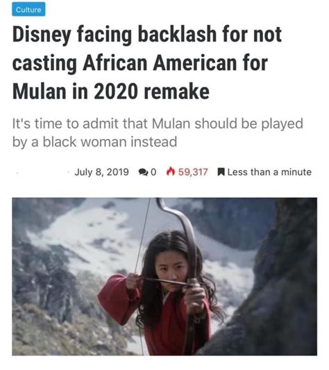 Disney Facing Backlash For Not Casting African American For Mulan In 2020 Remake Its Time To