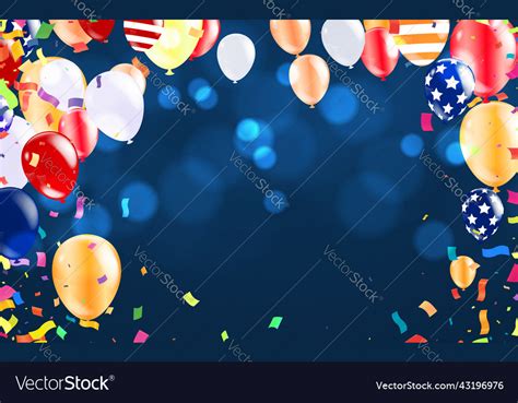 Happy Birthday Card Template With Balloons Vector Image